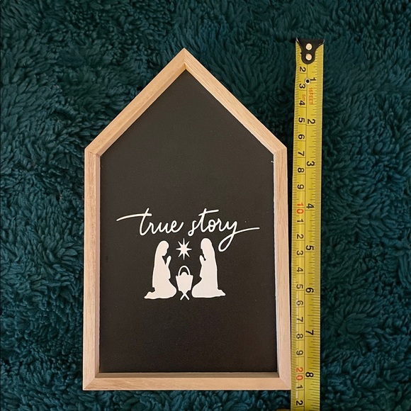 🆕 Small Wooden True Story Christmas Sign Table Top Decor - Blackboard Manger - Picture 4 of 5